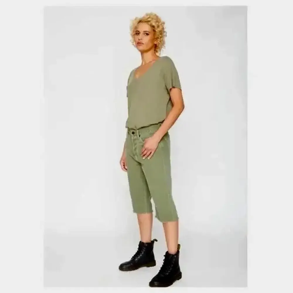 Free people‎ x Sandrine Army Green Bermuda shorts Grunge Sz27 oversized Ret$138